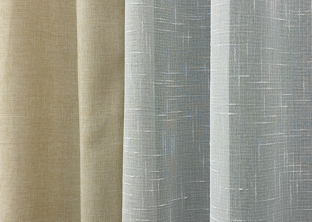 Комплект штор VR-Textil Лен Мешковина 100х270 2шт и Тюль 400х270 114ш-115т Бежевый с белым 71-022/2 Киев - изображение 7