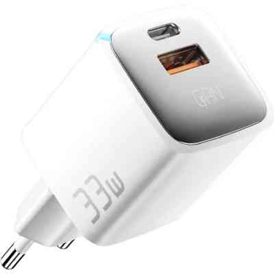 Зарядное устройство Essager 1xUSB + 1xUSB-C 33W GaN white (ECTAC-JXB02-Z) Винница