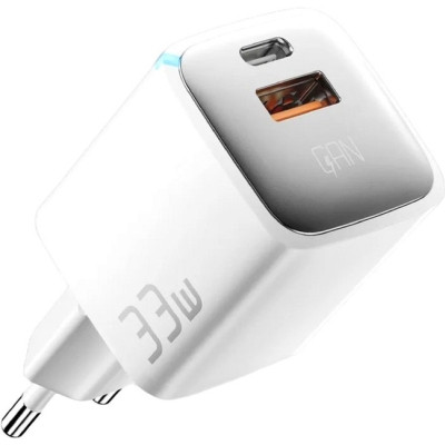 Зарядний пристрій Essager 1xUSB + 1xUSB-C 33W GaN white (ECTAC-JXB02-Z) Вінниця - фото 1
