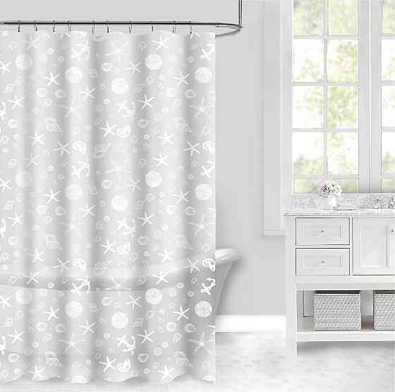 Шторка для ванной и душа 180x180 см водонепроницаемая,штора для душевой и ванной комнаты с крючками,прозрачная Каменец-Подольский