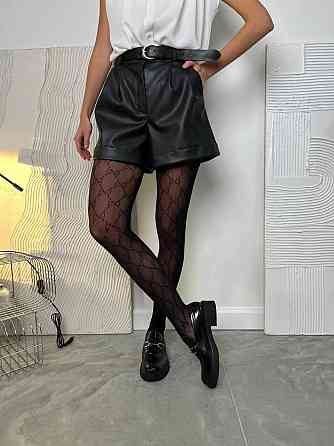 Женские базовые короткие шорты из экокожи Черный, 46/48 Одесса