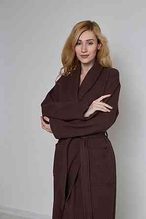 Халат вафельний Ideal Textile довгий коричневий (56860624) Чернівці