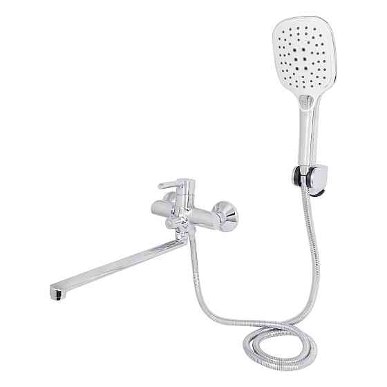 Смеситель для ванны Qtap Grand с поворотным изливом (c душевым гарнитуром) QTGRACRM005 Chrome Киев