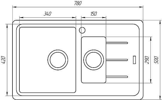 Гранітна мийка Globus Lux IZEO сірий камінь 780x500 мм-А0005 Київ
