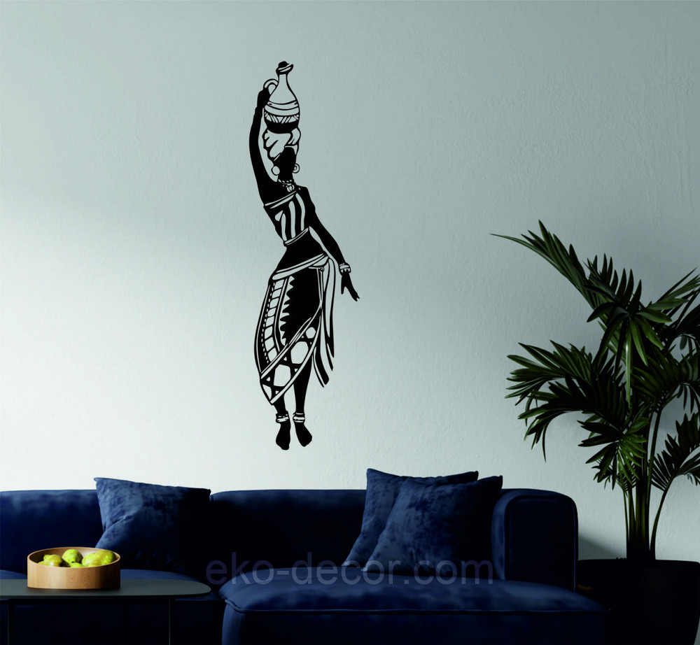 Декоративное настенное Панно «Девушка с кувшином» Декор на стену 90*25 см, Черный Киев - изображение 1