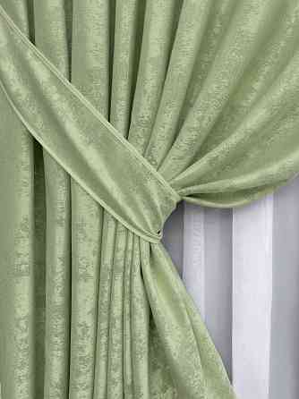 Комплект готових штор VR-Textil Жакард Sultan XO № 1147ш Світло-оливковий 200х270 см 2 шт (32-430) Київ