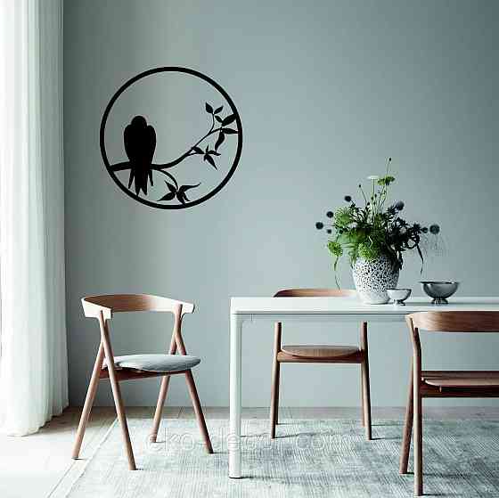 Декоративное настенное Панно «Ворон», Декор на стену 90*90 см, Черный Киев