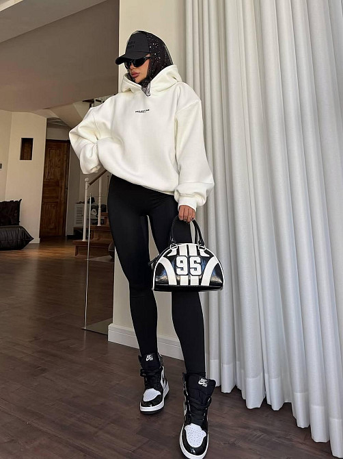 Парні стильні худі унісекс із турецької тринитки пеньє Молочний Одеса - фото 2