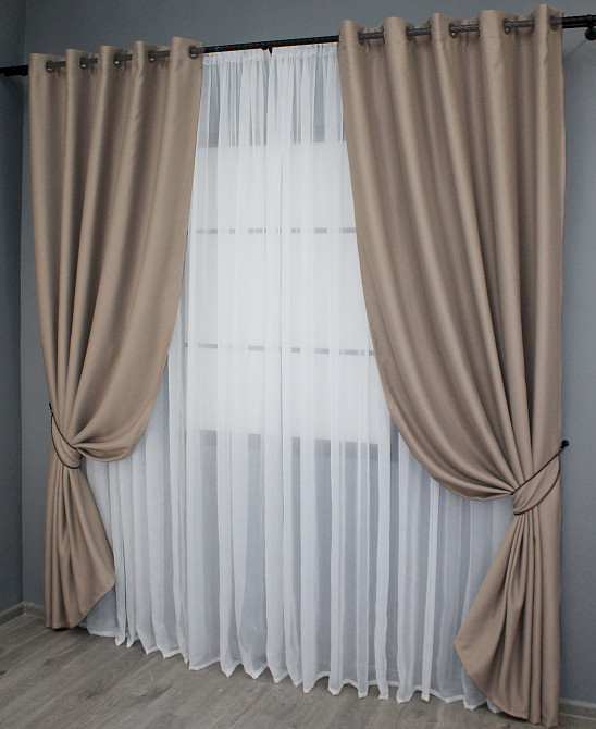 Комплект штор на люверсах VR-Textil Bagema Rvs № 1242ш 150х250 см 2 шт Какао (37-0111) Киев - изображение 3