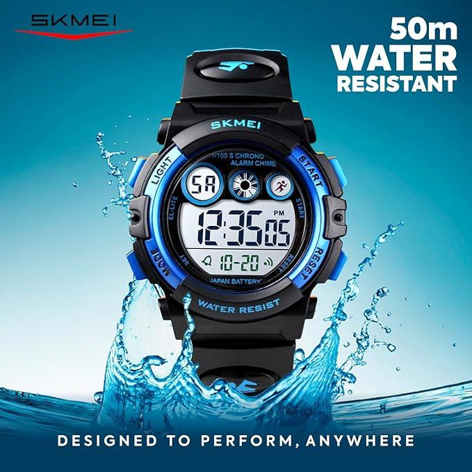 Детские электронные спортивные часы Skmei, водонепроницаемый, LED подсветка, секундомер, черные стильные часы Киев - изображение 7