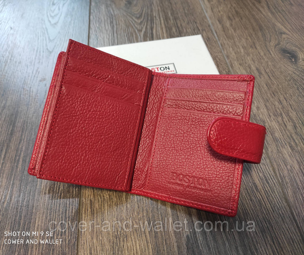 Жіноча шкіряна кредитница для пластикових карток червоного кольору ST Leather Київ - фото 7