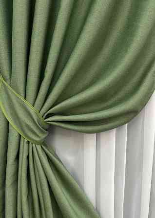 Комплект готовых штор VR-Textil Шенилл однотонный № 1684ш Зеленый 150х270 см 2 шт (33-0588) Киев