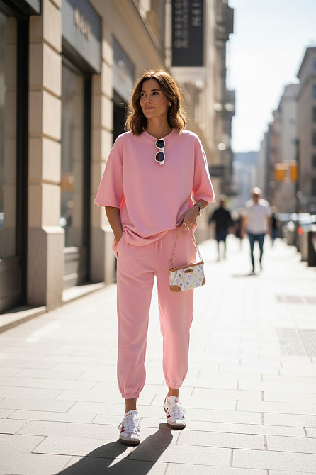 Жіночий повсякденний костюм футболка зі штанами 50/52 Рожевий Харків - фото 2