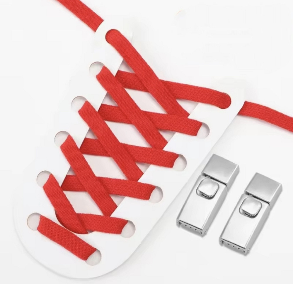 Еластичні шнурки без зав'язок з металевими застібками Червоний Смела - изображение 2