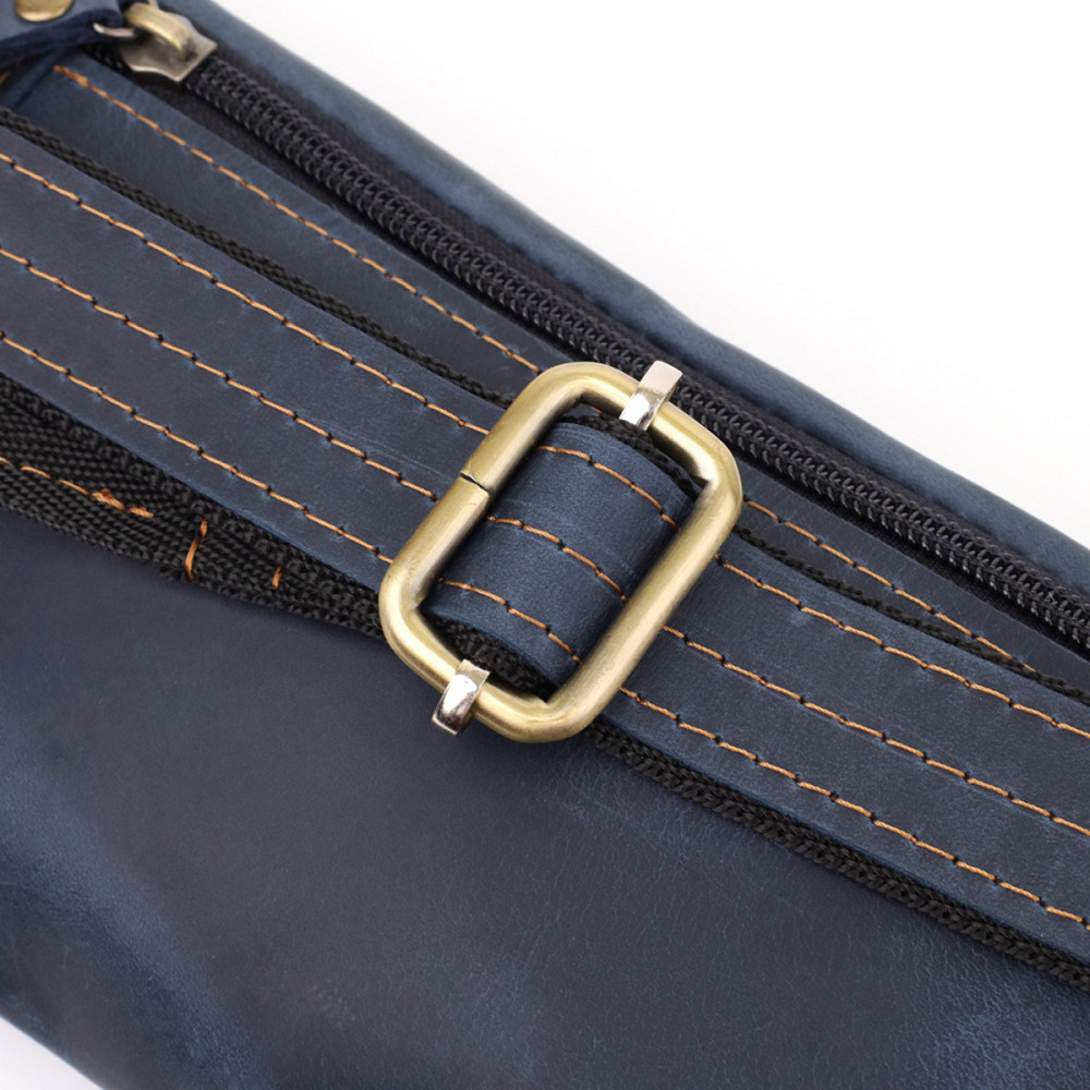 Красивая сумка-бананка для мужчин из натуральной винтажной кожи Shvigel 23123 Синий Киев - изображение 6