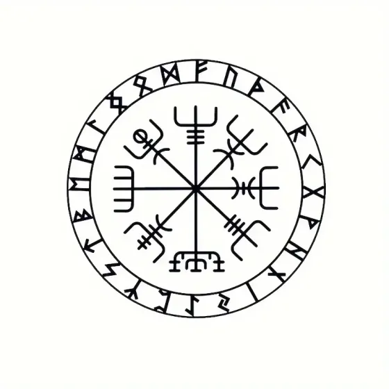 Наліпка Вегвізір руни – скандинавський оберіг, чорна вінілова самоклейка. Київ