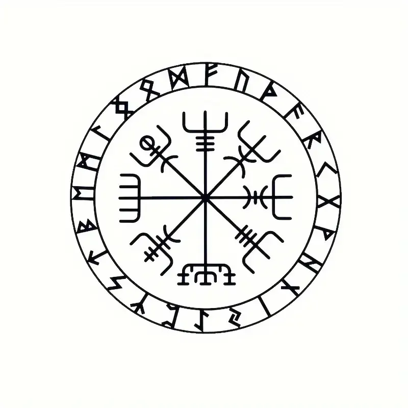 Наклейка Вегвизир руны – скандинавский оберег, черная виниловая самоклеящаяся наклейка. Киев - изображение 1
