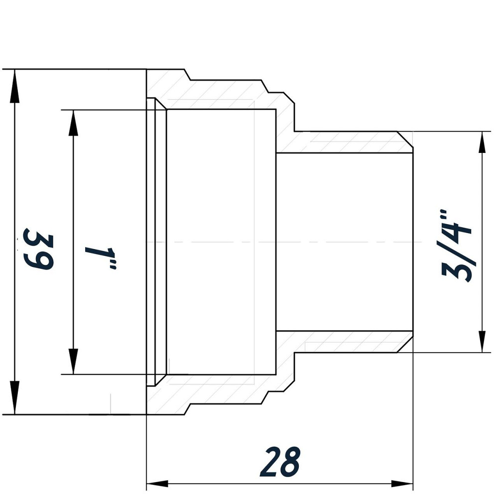 Перехідник редукційний 1″х3/4″ВЗ нікельований восьмигранний NK543O OPTIMUM (000030799) Київ - фото 3