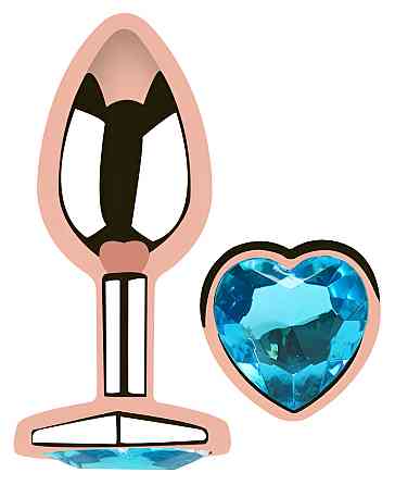 Анальна пробка з кристалом EGZO - Rose Gold Heart Plug Aqua size S Sex Aura Київ