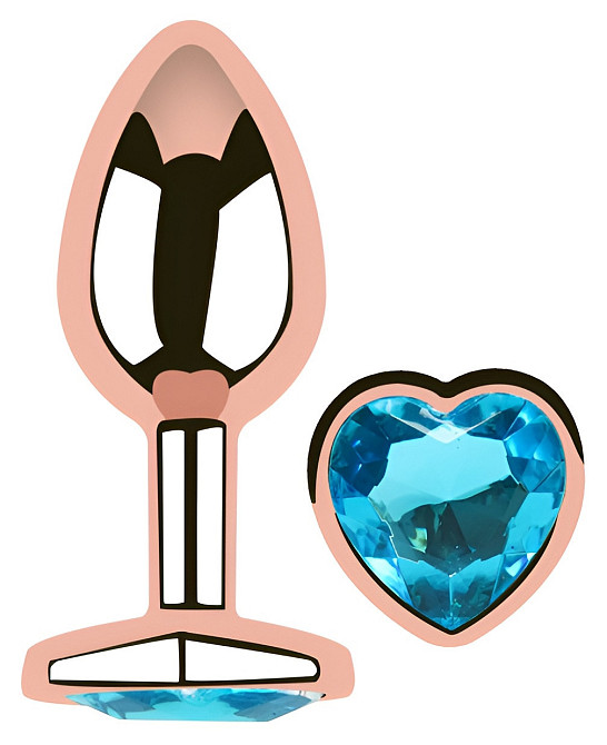 Анальна пробка з кристалом EGZO - Rose Gold Heart Plug Aqua size S Sex Aura Київ - фото 2