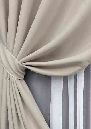 Комплект штор на люверсах VR-Textil Блэкаут двусторонний Scandi № 1904ш Бежевый 150х250 см 2 шт (37-0304) Киев