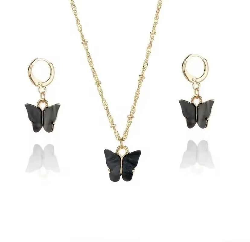 Подарочный набор для женщин Бабочка наручные часы браслет ожерелье и серьги без подарочной коробки черный Киев - изображение 5