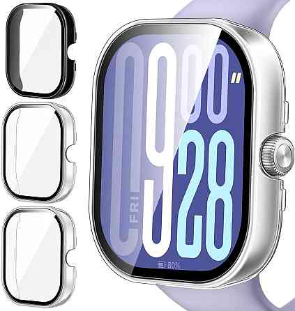 Чохол для годинника ivoler Redmi Watch 5 / Redmi Watch 4 прозорий+чорний 3 шт жорсткий PC з 9H загартованим склом тонкий захисний Київ