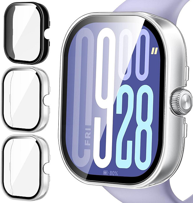 Чохол для годинника ivoler Redmi Watch 5 / Redmi Watch 4 прозорий+чорний 3 шт жорсткий PC з 9H загартованим склом тонкий захисний Київ - фото 1