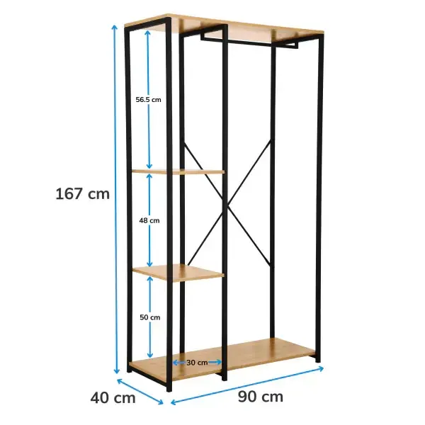 Металлический открытый шкаф для спальни, прихожей, ванной / Открытая гардеробная с полками 167х90х40см Коломия - фото 5