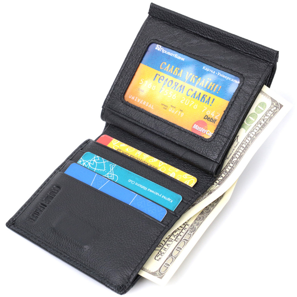 Оригінальне жіноче портмоне з натуральної шкіри ST Leather 22724 Чорний Київ - фото 7