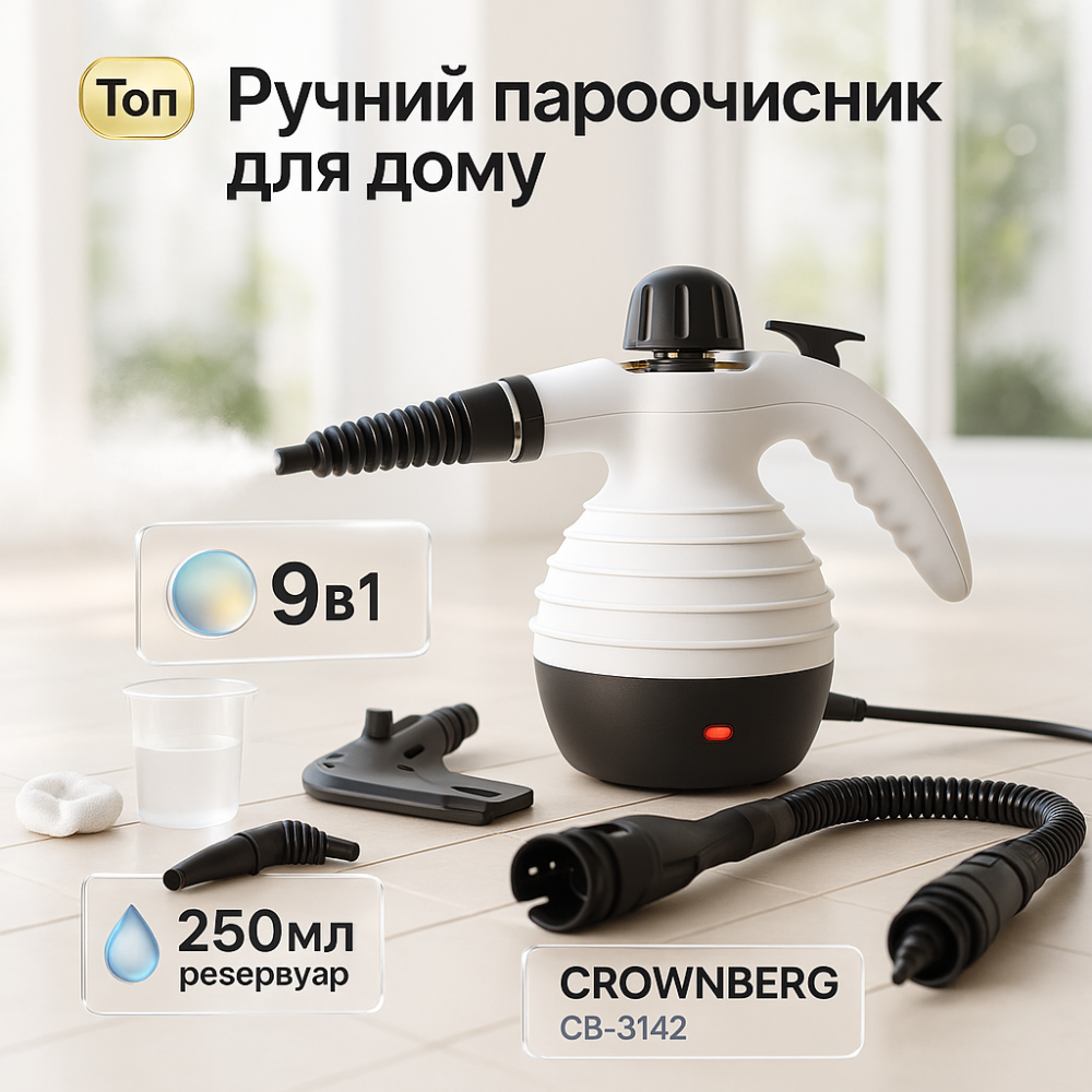 Ручний пароочисник для тканини, Ручний відпарювач для видалення складок Відпарювач прасування штор TU-51 Львів - фото 9