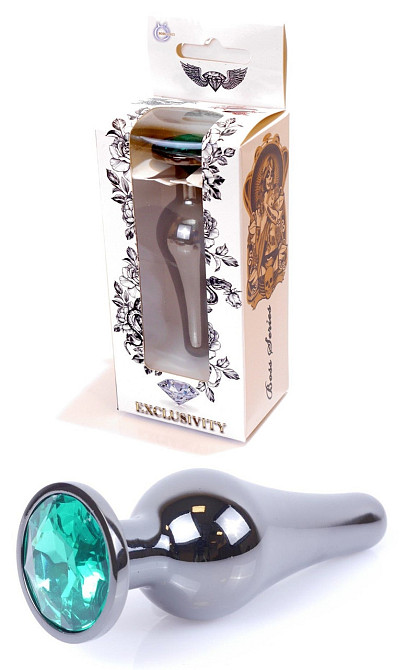 Анальна пробка Boss Series - Jewellery Dark Silver BUTT PLUG Green, BS6400060 Sex Aura Київ - фото 1
