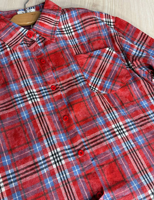 Сорочка жіноча YZY 7765 в клітинку оверсайз широка варена, червоний, one size Київ - фото 4
