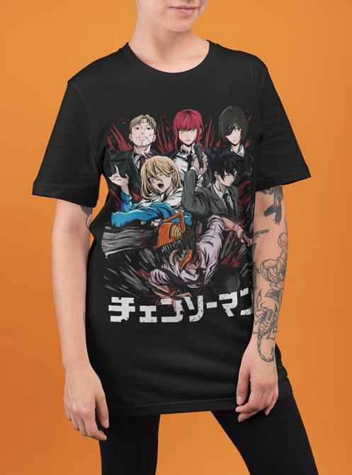 Футболка аниме Человек-бензопила оверсайз (S/M/L) Черний AnimeJ1078 Днепр - изображение 3