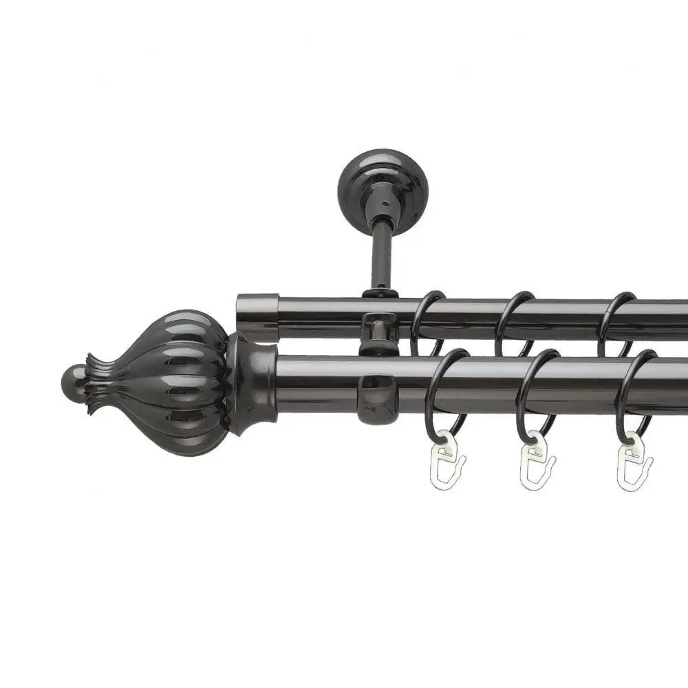 Карниз Orvit Таджа металевий дворядний відкритий гладка труба кільце металеве Онікс 25\16 мм 300 см Львов - изображение 1