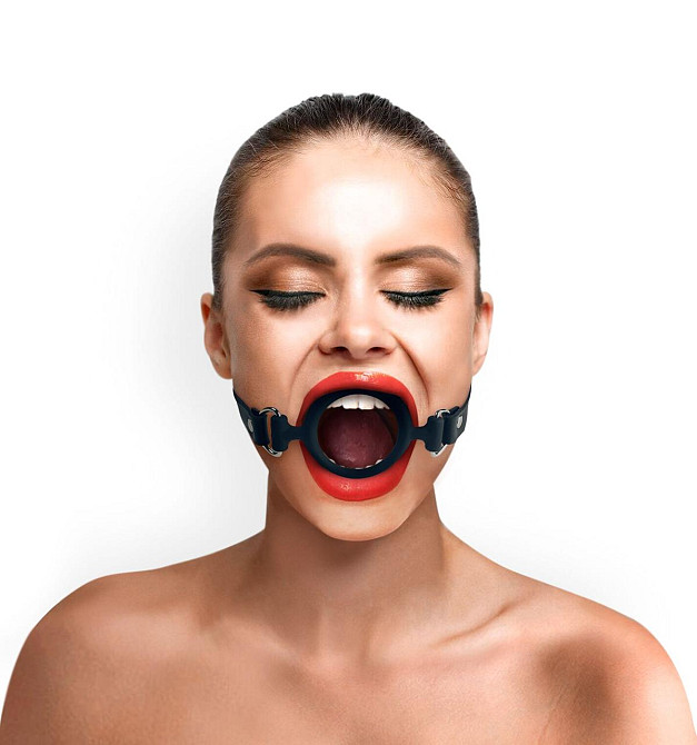 Кляп-расширитель силиконовое кольцо Art of Sex – Gag Ring, черный, натуральная кожа Sex Aura Киев - изображение 1