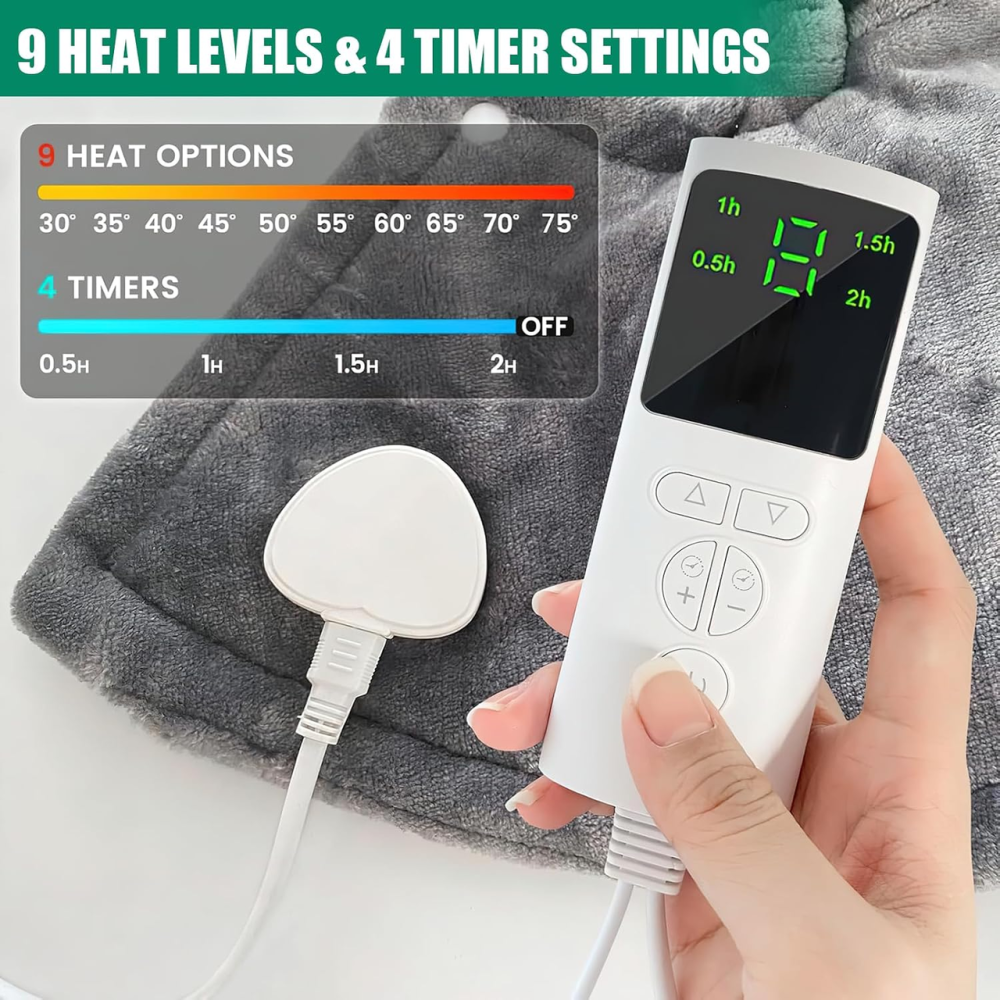 Електрична грілка Aunik для шиї та плечей, графеновий нагрів 45–65°C, 9 режимів, 4 таймери, сіра Київ - фото 3