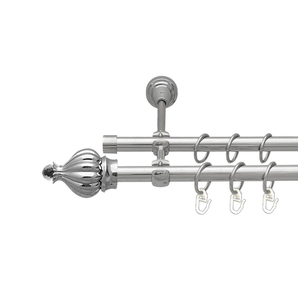 Карниз Orvit Таджа-Кристал металевий дворядний відкритий Хром 16\16 мм 160 см (7387777) Львов - изображение 1