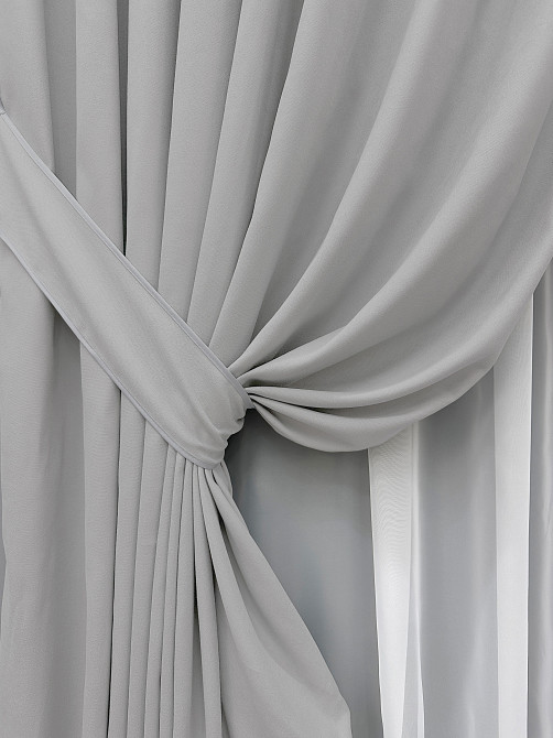 Комплект готових штор VR-Textil Мікровелюр Petek № 1477ш Світло-сірий 200х290 см 2 шт (32-542) Київ - фото 5