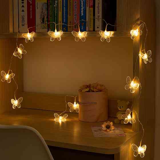 LED гирлянда нить Бабочки прозрачные 3.5 м,от USB,Желтый свет SBR Киев