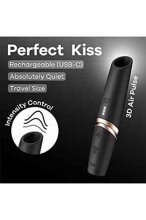 Клиторальный бесконтактный массажер Satisfyer Perfect Kiss черный Sex Aura Киев