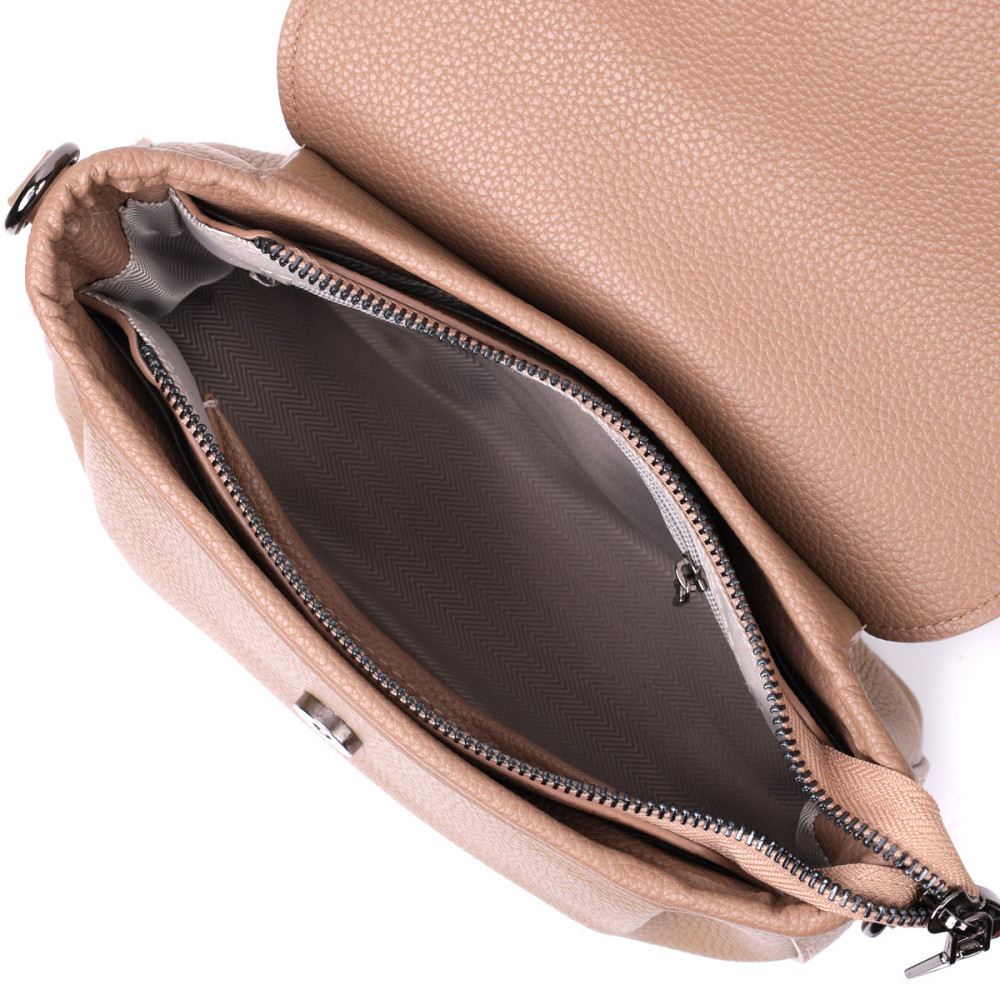 Жіноча сумка з фактурним клапаном з натуральної шкіри Vintage 22329 Пудрова Київ - фото 8