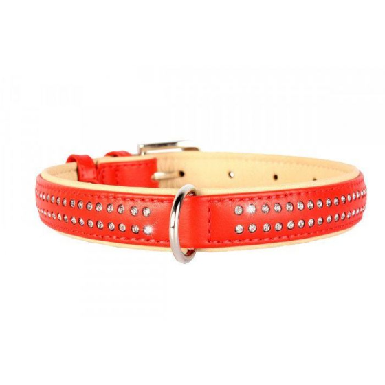 Нашийник 2292 20мм "Люкс" 2-х сторонній прикрашений стразами (Червоний) Вінниця