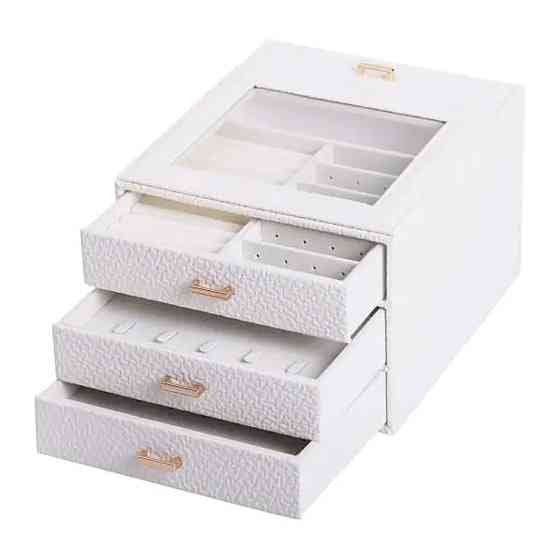 Yiwu Скринька для прикрас з еко шкіри 3 яруси органайзер для ювелірних виробів HP-5-16W Коломыя