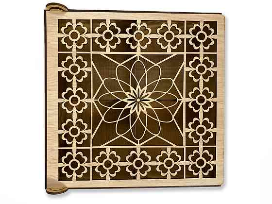 Ящик для чая TEA из натурального дерева с резьбой и перфорацией 22х22,5х7,5 см Каменец-Подольский