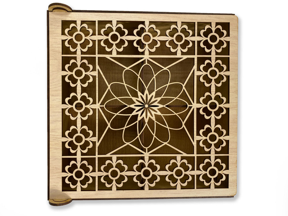 Ящик для чая TEA из натурального дерева с резьбой и перфорацией 22х22,5х7,5 см Каменец-Подольский - изображение 4