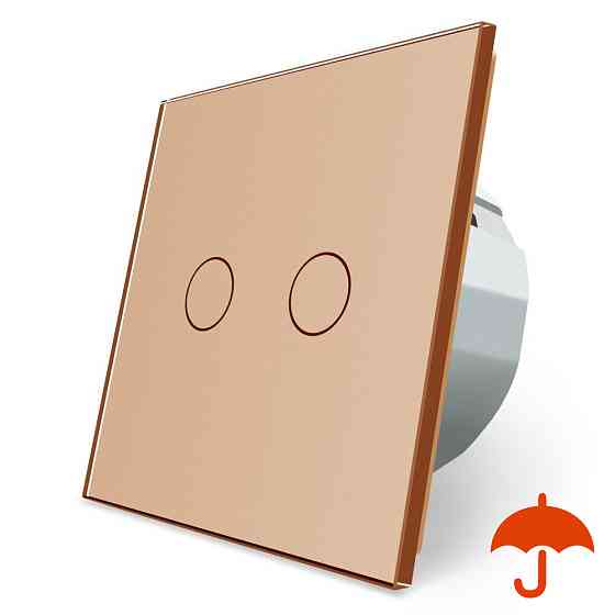 Сенсорний вуличний вимикач Вологозахищений 2 сенсори Livolo золотий скло (VL-C702-IP-13) Коломия