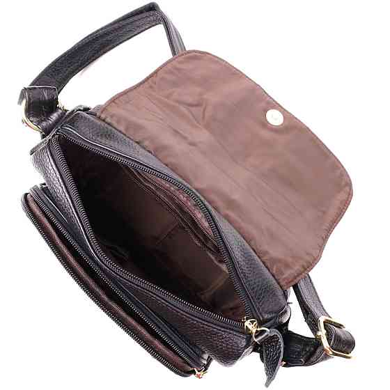 Качественная сумка из натуральной кожи для стильных женщин Vintage 22972 Черный Киев