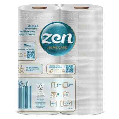 Паперові рушники Zen Premium Care 3 шари 50 відривів 11 м 2 рулони (5944582100275) Вінниця