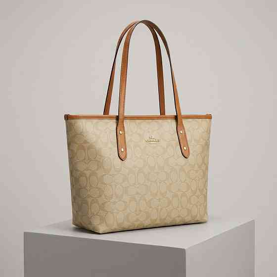 Женская сумка шоппер Coach City Tote светло коричневая (1386-4) Киев